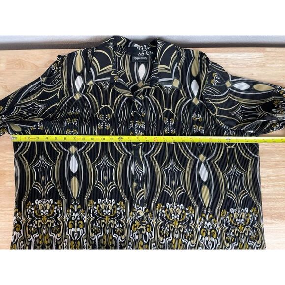 Maggie Barnes Women's Plus Size 2X Multicolor Blouse Micro Pleated Long Sleeve - Picture 6 of 6